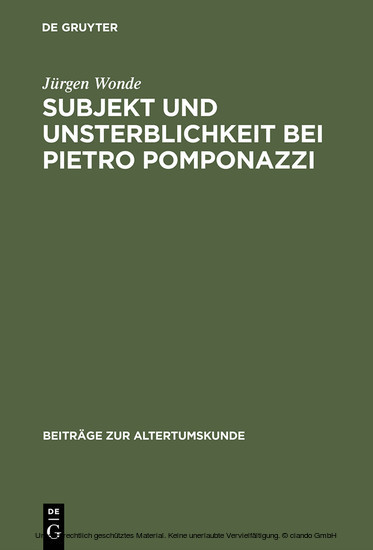 Subjekt und Unsterblichkeit bei Pietro Pomponazzi main product photo