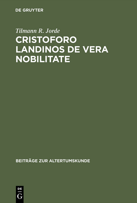 Cristoforo Landinos De vera nobilitate main product photo