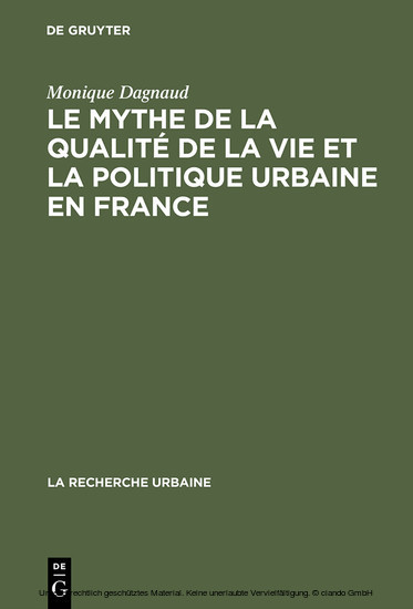 Le mythe de la qualité de la vie et la politique urbaine en France main product photo