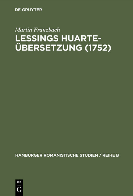 Lessings Huarte-Übersetzung (1752) main product photo