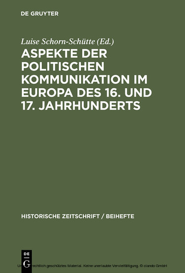 Aspekte der politischen Kommunikation im Europa des 16. und 17. Jahrhunderts main product photo