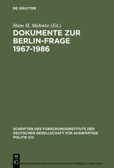 Dokumente zur Berlin-Frage 1967-1986 main product photo