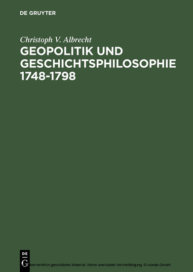 Geopolitik und Geschichtsphilosophie 1748-1798 main product photo