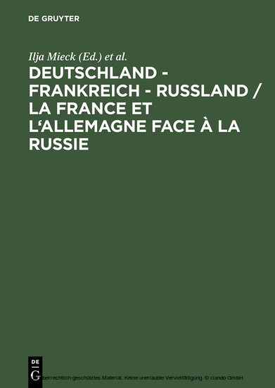 Deutschland - Frankreich - Rußland / La France et l'Allemagne face à la Russie main product photo