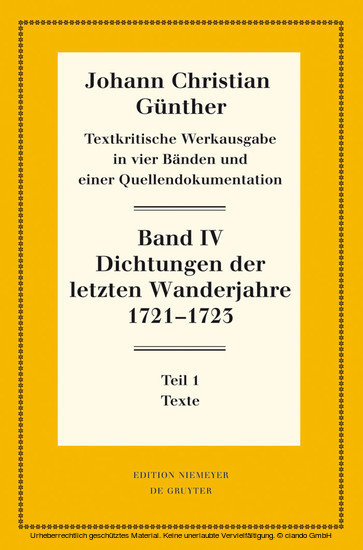 Dichtungen der letzten Wanderjahre 1721-1723 main product photo