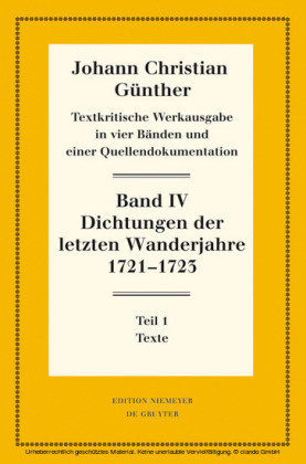 Dichtungen der letzten Wanderjahre 1721-1723