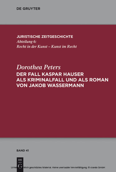 Der Fall Kaspar Hauser als Kriminalfall und als Roman von Jakob Wassermann main product photo