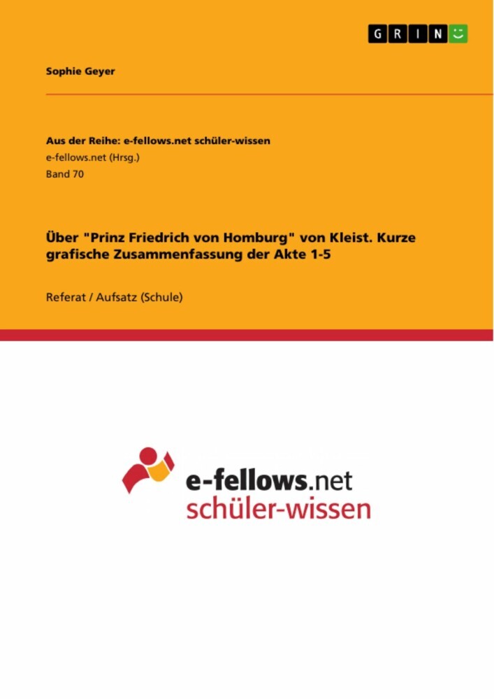 Über 'Prinz Friedrich von Homburg' von Kleist. Kurze grafische Zusammenfassung der Akte 1-5 main product photo