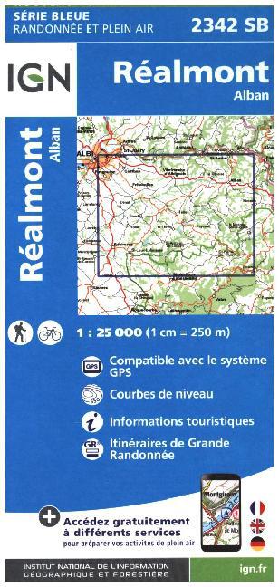 IGN Karte, Carte de randonnée (et plein air) Realmont Alban main product photo