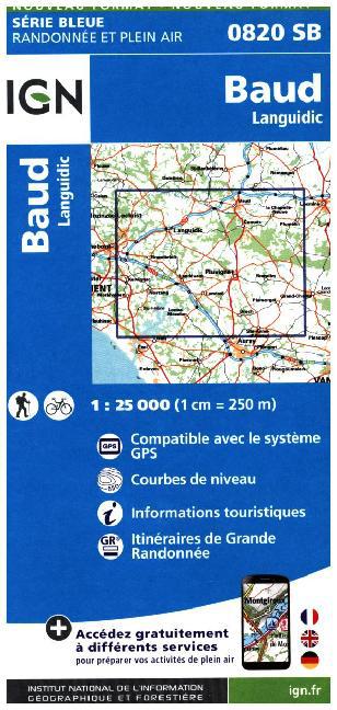 IGN Karte, Carte de randonnée (et plein air) Baud Languidic main product photo