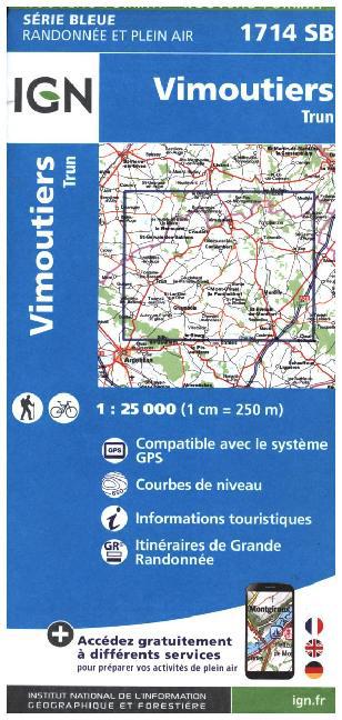 IGN Karte, Carte de randonnée (et plein air) Vimoutiers Trun main product photo