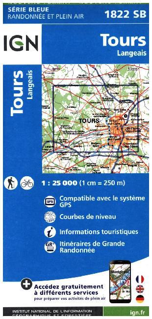 IGN Karte, Carte de randonnée (et plein air) Tours Langeais main product photo