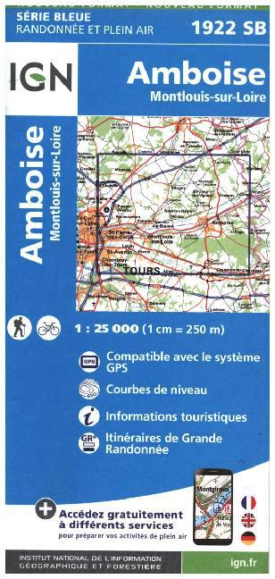 IGN Karte, Carte de randonnée (et plein air) Amboise Montlouis main product photo