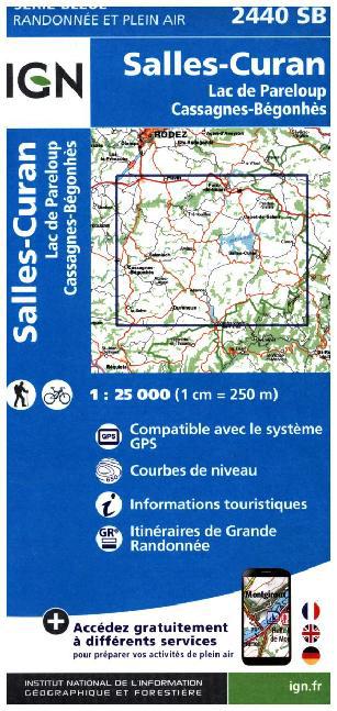 IGN Karte, Carte de randonnée (et plein air) Salles Curan Lac main product photo