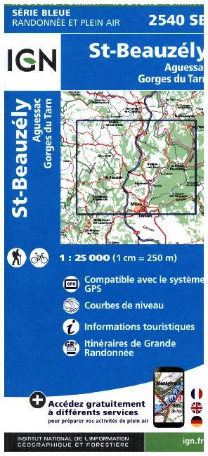 IGN Karte, Carte de randonnée (et plein air) St Beauzely Agues main product photo