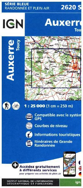 IGN Karte, Carte de randonnée (et plein air) Auxerre Toucy main product photo