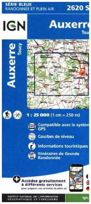 IGN Karte, Carte de randonnée (et plein air) Auxerre Toucy
