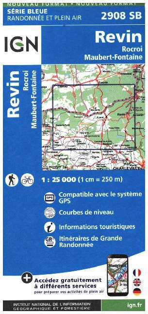 IGN Karte, Carte de randonnée (et plein air) Revin Rocroi main product photo