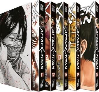 Attack on Titan, Bände 11-15 im Sammelschuber mit Extra. Bd.11-15