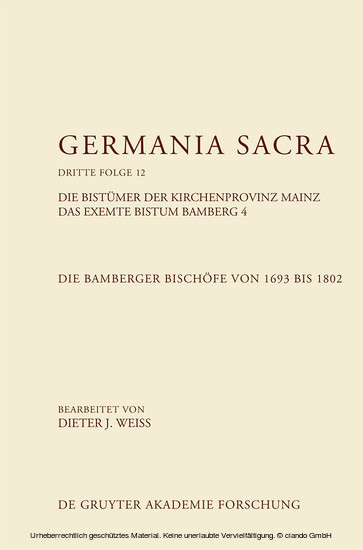 Die Bamberger Bischöfe von 1693 bis 1802. Das exemte Bistum Bamberg 4 main product photo