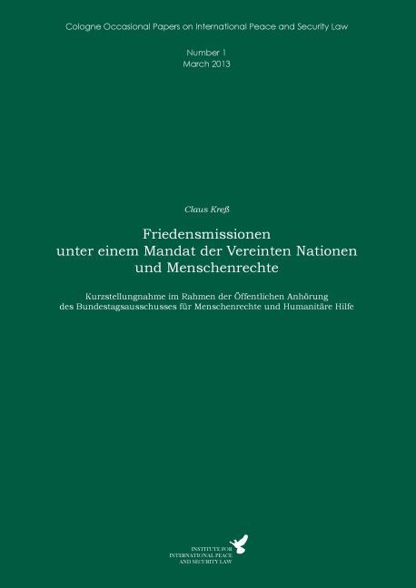 Friedensmissionen unter einem Mandat der Vereinten Nationen und Menschenrechte main product photo