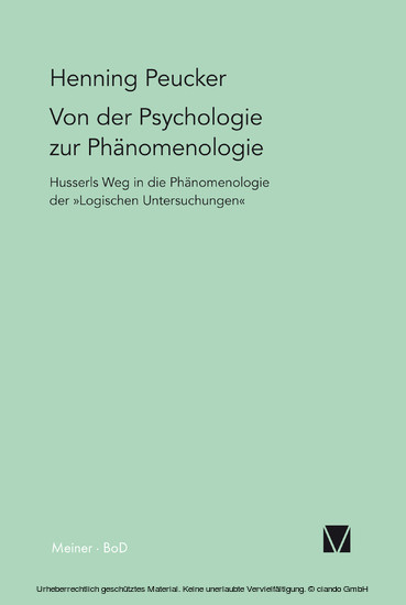 Von der Psychologie zur Phänomenologie main product photo