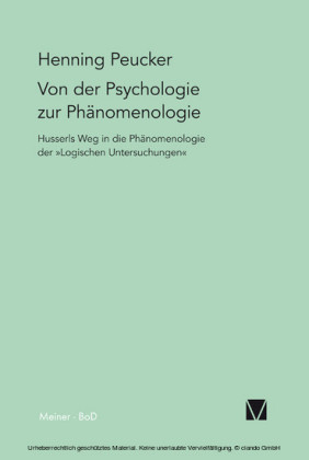 Von der Psychologie zur Phänomenologie