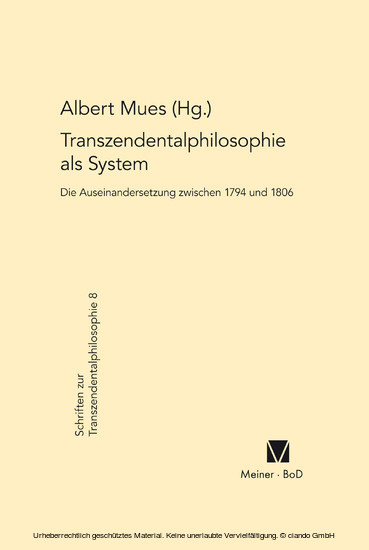 Transzendentalphilosophie als System main product photo
