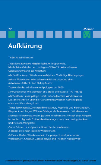 Aufklärung, Band 27: Winckelmann main product photo