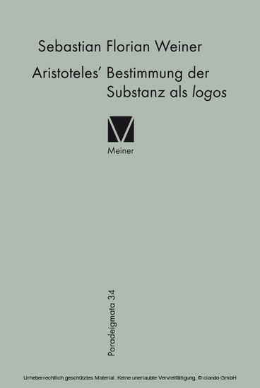 Aristoteles' Bestimmung der Substanz als logos main product photo