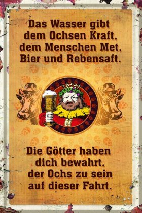 Blechschild 'Ochs und Mensch"'