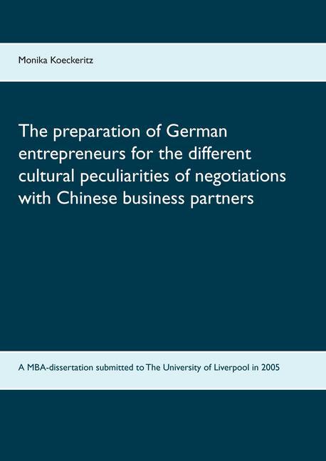 The preparation of German entrepreneurs for the different cultural peculiarities of negotiations with Chinese business partners main product photo