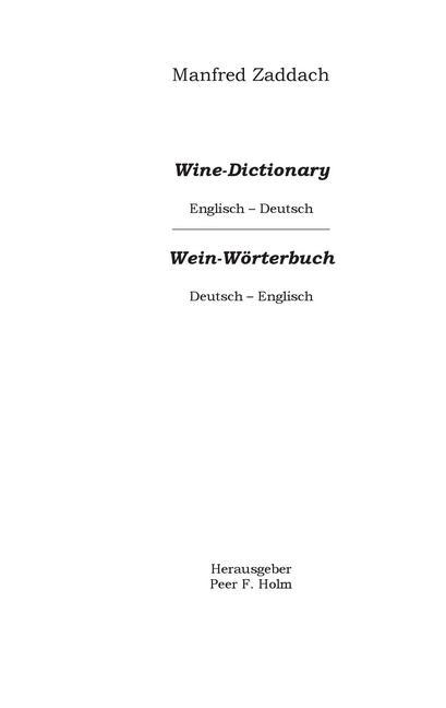 Weinwörterbuch Deutsch-Englisch / Englisch-Deutsch main product photo