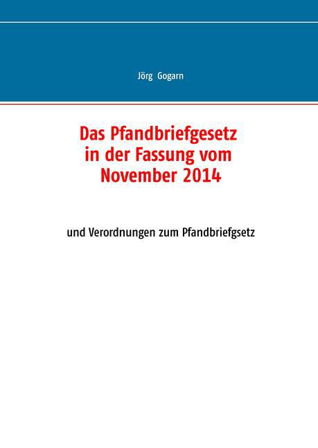Das Pfandbriefgesetz in der Fassung vom November 2014 main product photo