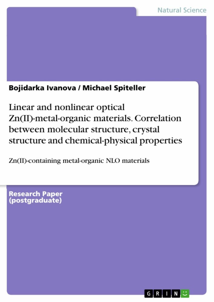 Linear and nonlinear optical Zn(II)-metal-organic materials. Correlation between molecular structure, crystal structure and chemical-physical properties main product photo