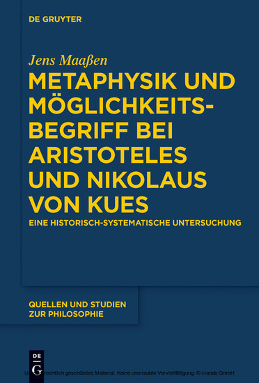 Metaphysik und Möglichkeitsbegriff bei Aristoteles und Nikolaus von Kues main product photo