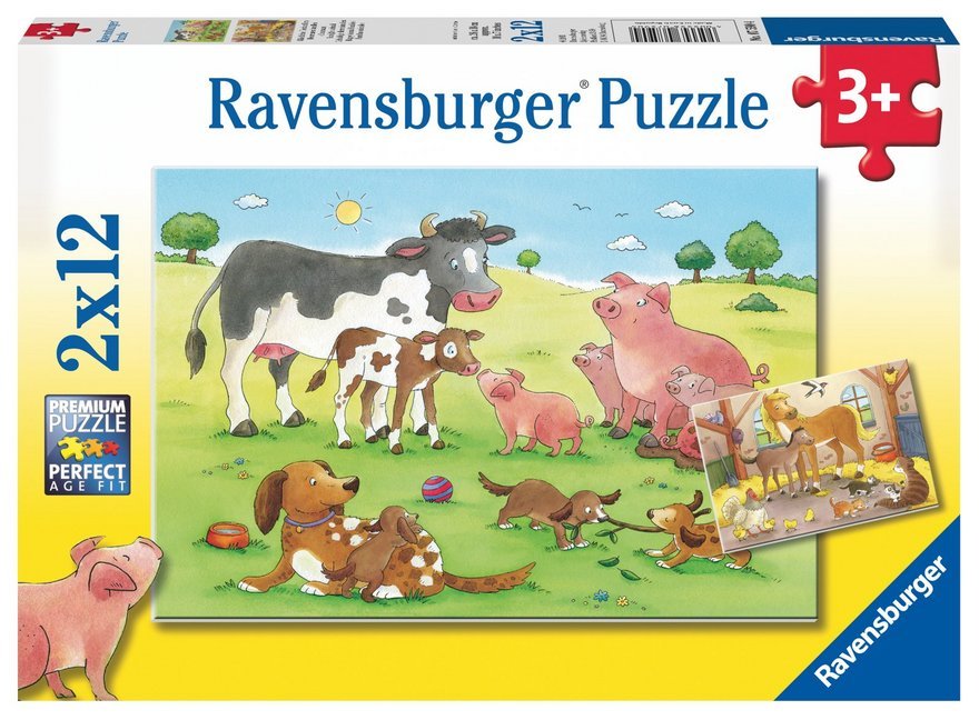 Ravensburger Kinderpuzzle - 07590 Glückliche Tierfamilien - Puzzle für Kinder ab 3 Jahren, mit 2x12 Teilen main product photo