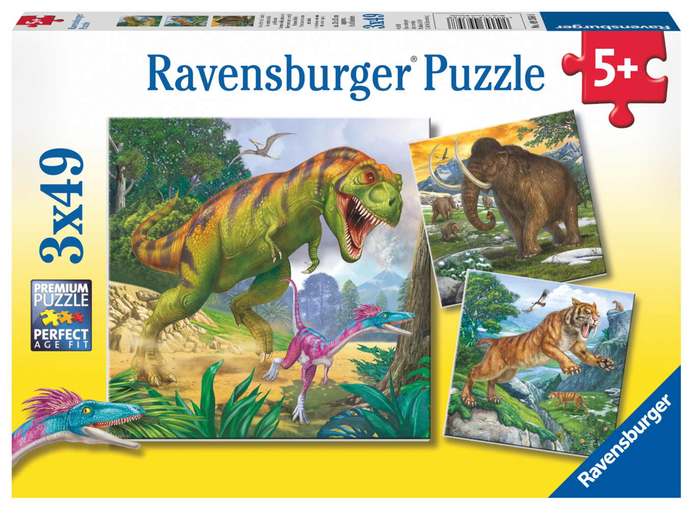 Ravensburger Kinderpuzzle - 09358 Herrscher der Urzeit - Puzzle für Kinder ab 5 Jahren, mit 3x49 Teilen main product photo