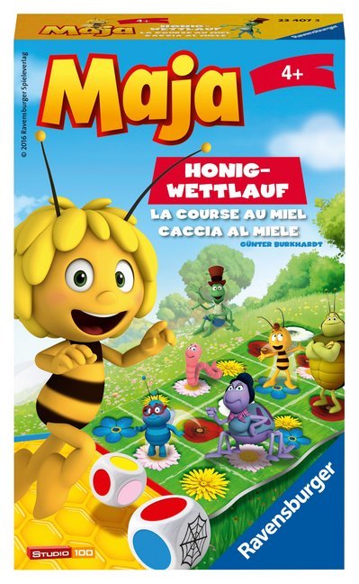 Ravensburger 23407 - Biene Maja: Honig-Wettlauf, Mitbringspiel für 2-5 Spieler, Kinderspiel ab 4 Jahren, kompaktes Format, Reisespiel, Brettspiel main product photo