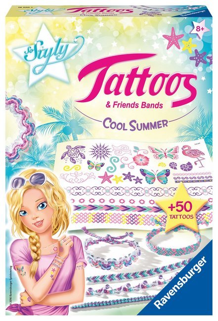 Ravensburger 18320 Tattoos & Friendsbands: Cool Summer - Freche Freundschaftsbänder aus bunten Garnen und Tattoos, DIY für Kinder ab 8 Jahren main product photo