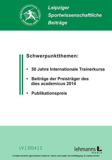 Leipziger Sportwissenschaftliche Beiträge main product photo