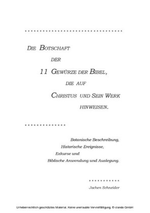 Die Botschaft der 11 Gewürze der Bibel, die auf Christus und Sein Werk hinweisen