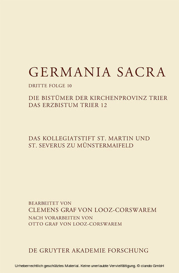 Das Kollegiatstift St. Martin und St. Severus zu Münstermaifeld. Die Bistümer der Kirchenprovinz Trier. Das Erzbistum Trier 12 main product photo