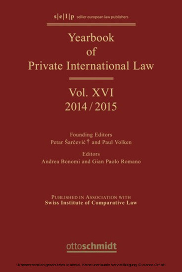 Yearbook of Private International Law Vol. XVI main product photo