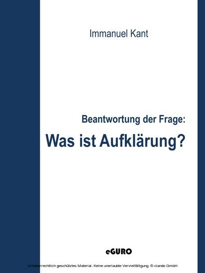 Beantwortung der Frage: Was ist Aufklärung? main product photo