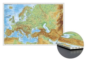 Stiefel Wandkarte Kleinformat Europa und der Nahe Osten physisch zum Pinnen auf Wabenplatte, Planokarte