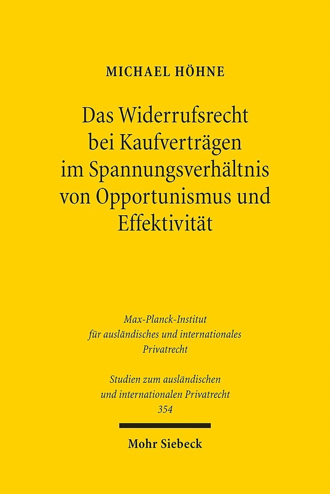 Das Widerrufsrecht bei Kaufverträgen im Spannungsverhältnis von Opportunismus und Effektivität main product photo