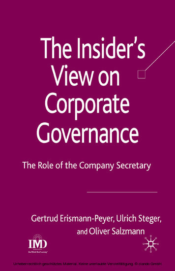 The Insider's View on Corporate Governance main product photo