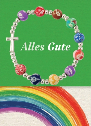 Alles Gute, mit Armband (bunte Perlen groß)