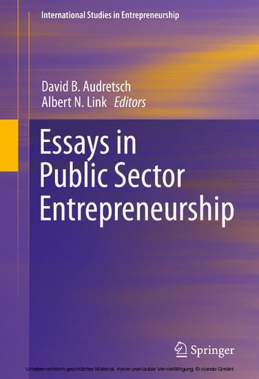 Essays in Public Sector Entrepreneurship main product photo